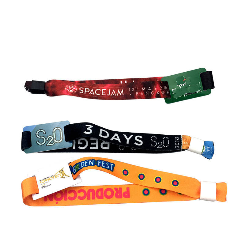 Free Sample Customized Printing 13.56MHz NFC RFID Fabric Woven Wristband For Event