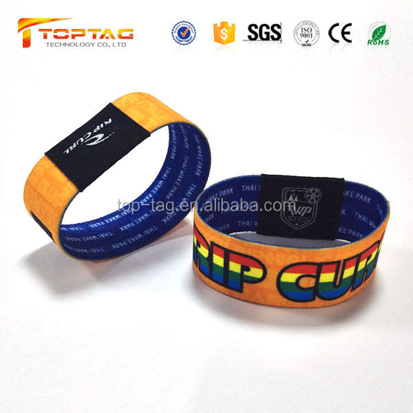 HF 13.56MHz Club RFID Elastic Fabric Wristband Reusable RFID Festival Bracelet