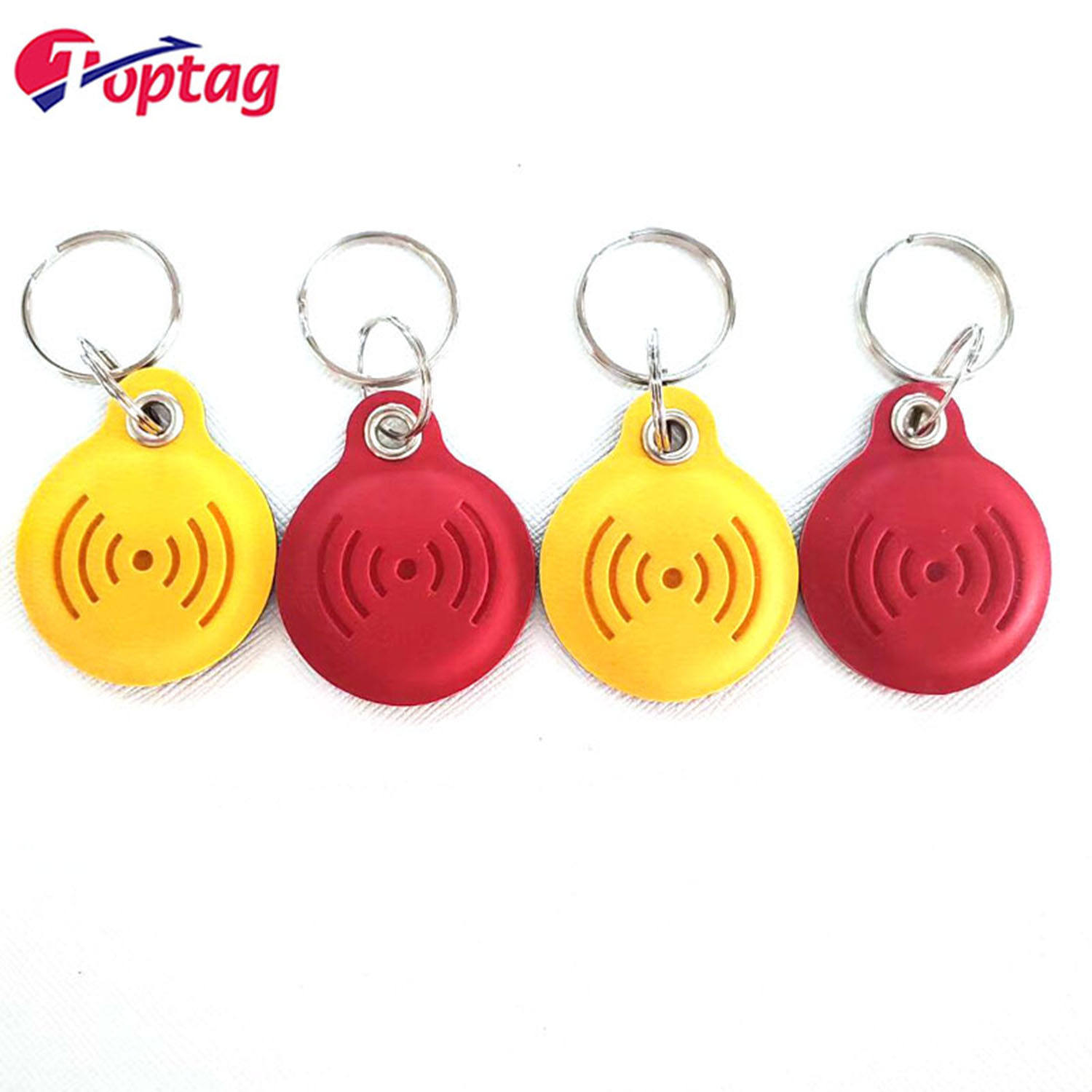 Waterproof RFID PU Leather Key Fob 125Khz 13.56Mhz Key Tag with Metal Ring