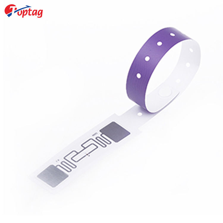 Toptag factory direct sale waterproof RFID 13.56mhz paper wristband for events