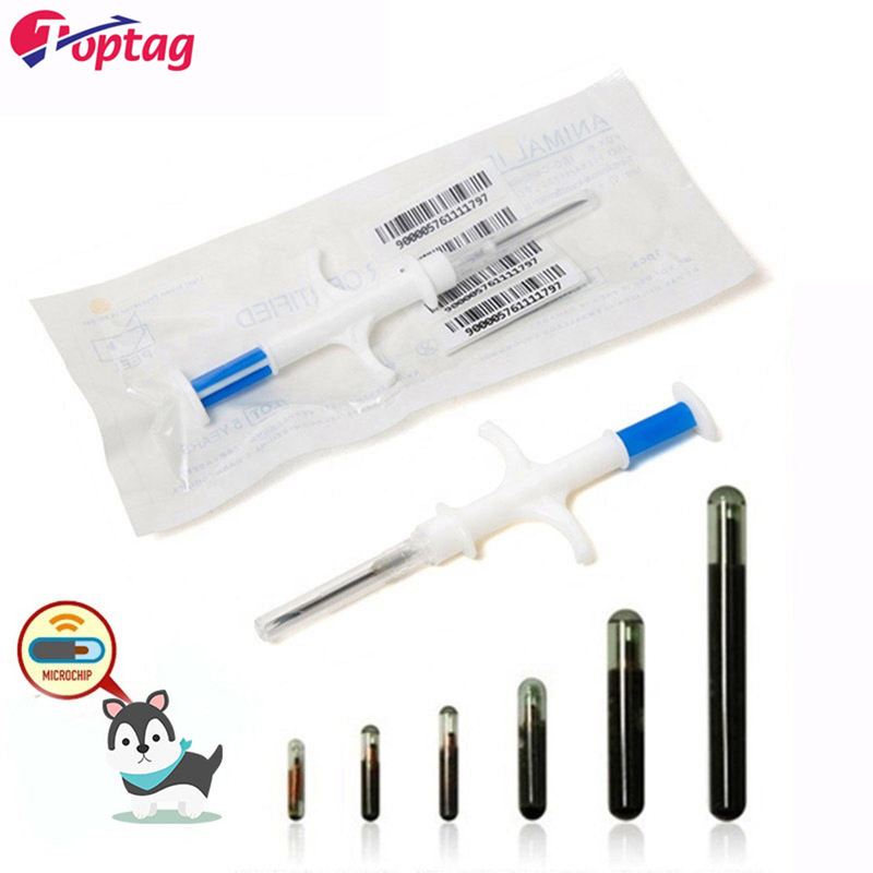 Competitive Price RFID 134.2khz Glass Tube Tag with Injector Animal microchip with syringe set