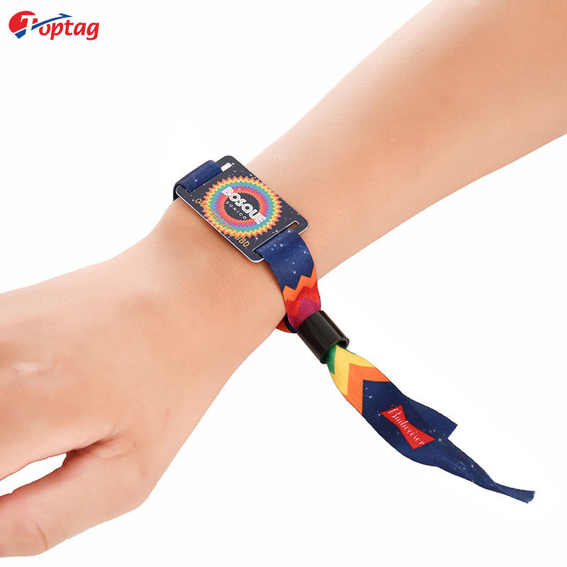 Toptag custom design 13.56mhz nylon wristband bracelet for events