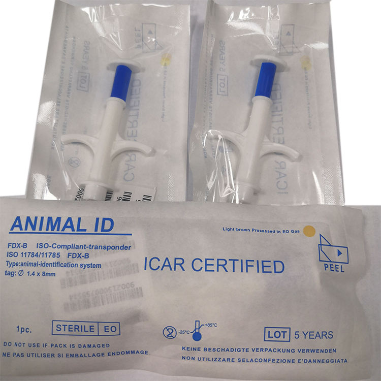 Animal microchip Icar certificate with RFID 1.4*8 mm microchip with syringe For dogs cats animals