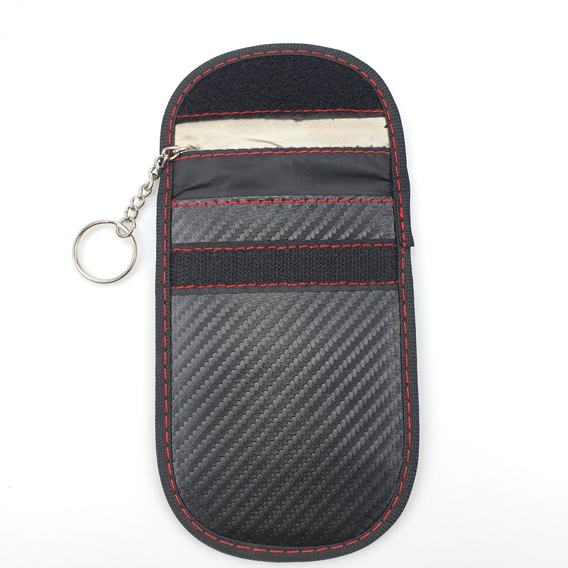 RFID Signal Blocking Secure Pouch Black carbon metal clip clasp RFID Signal Blocking anti theft Faraday Pouch