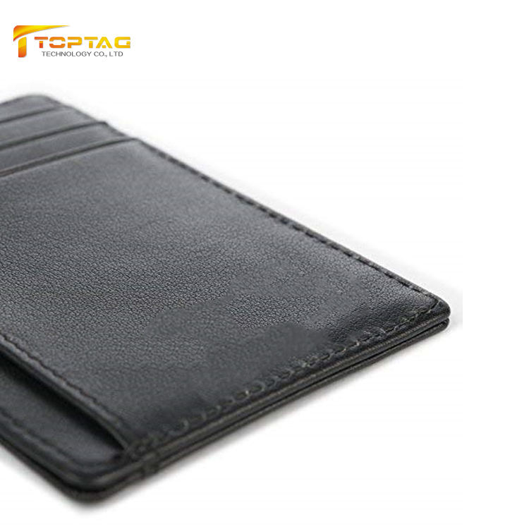 Branding Debossed Logo Soft Leather Credit Card Holder, Slim RFID Blocking Wallet
