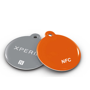 NFC tags 13.56 mhz Rewritable epoxy nfc tag pvc coin tag with epoxy outside with Sticker