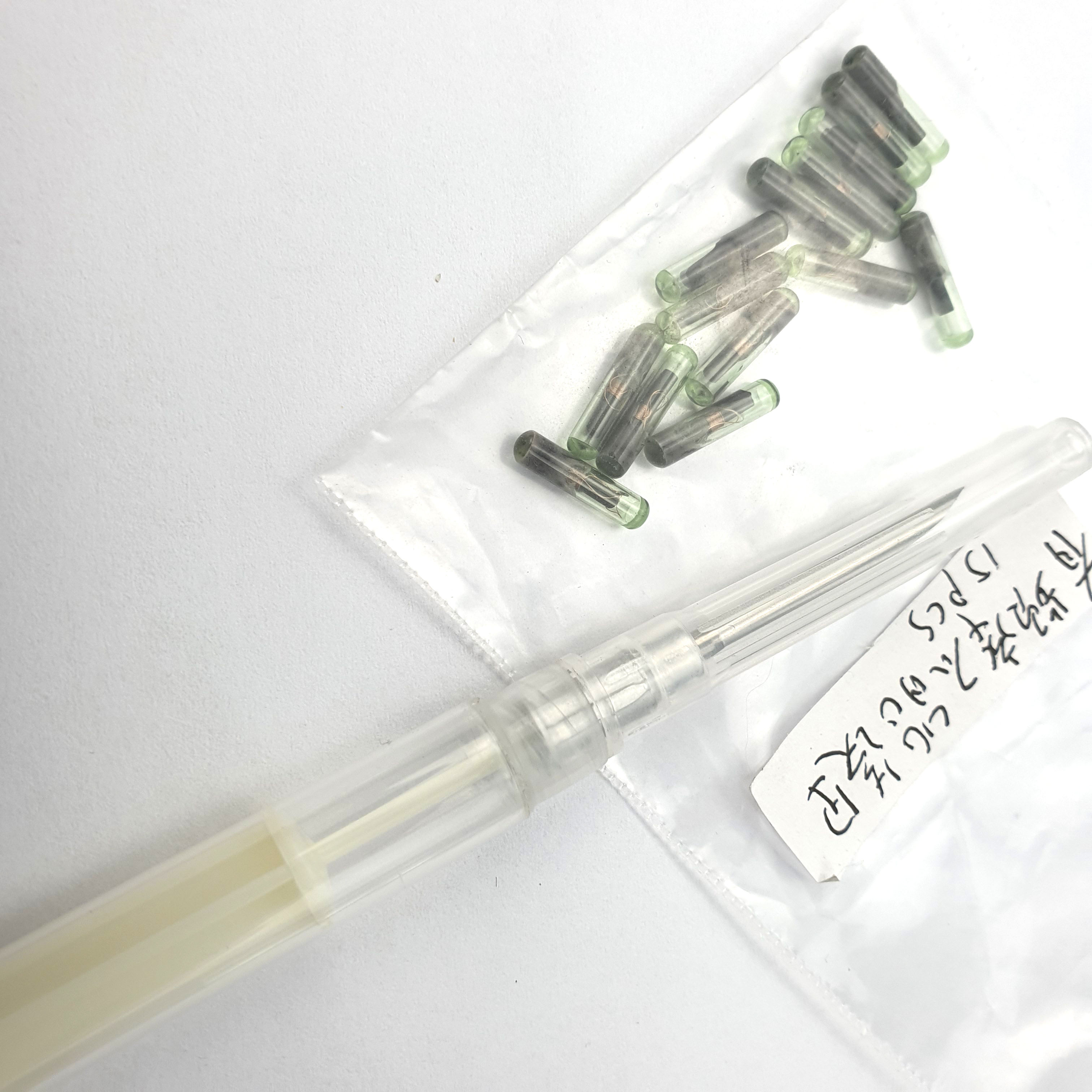 rfid glass capsule microchip tag with syringe For animal Identification 134.2khz glass capsule rfid tags