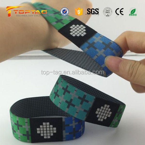 HF 13.56MHz Club RFID Elastic Fabric Wristband Reusable RFID Festival Bracelet